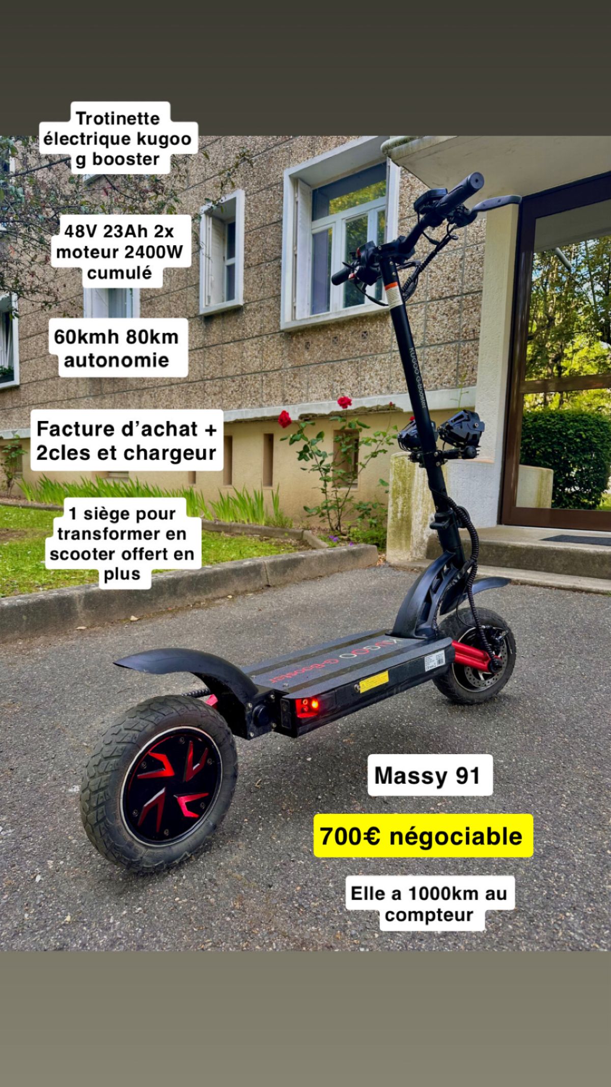 trotinette électrique kugoo g booster