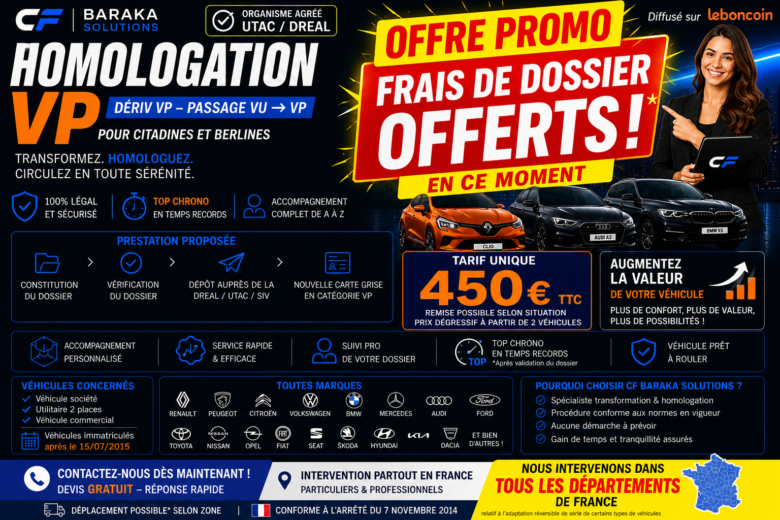Transformation 2 à 5 places + Homologation Dériv VP