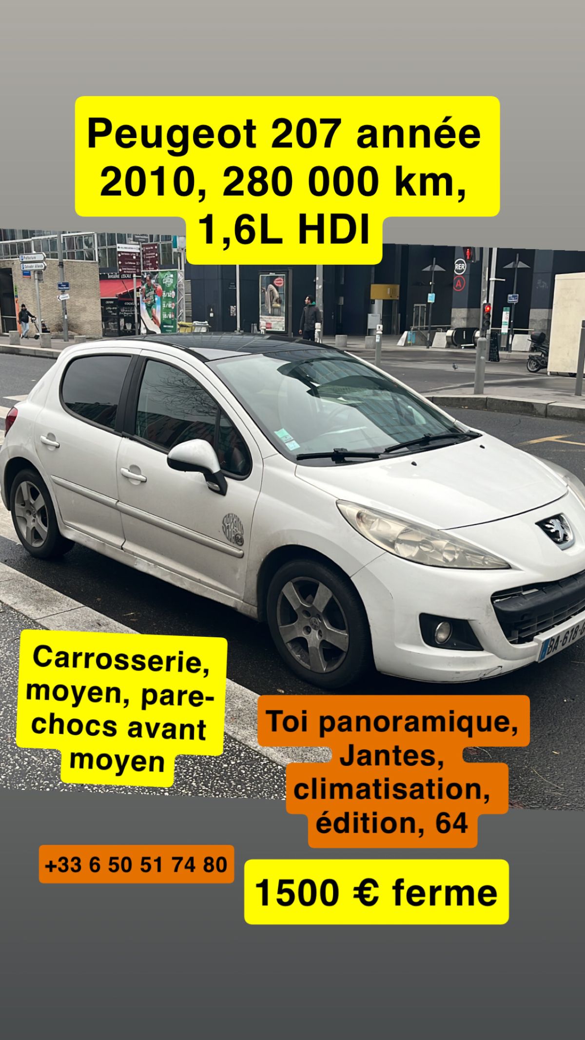 207 édition 64 toit ouvrant jantes… 1.6 L hdi