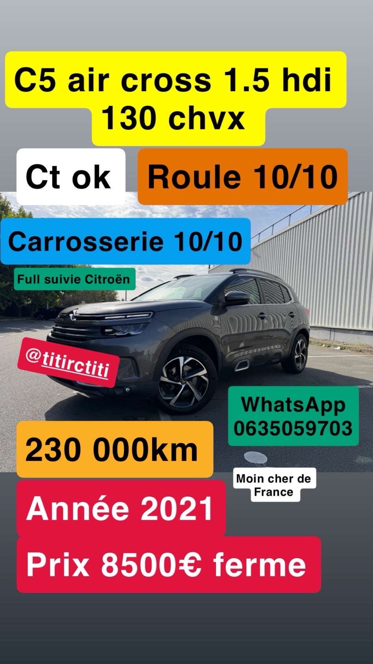 c5 air cross 1.5 hdi 130 chvx ct ok vierge
