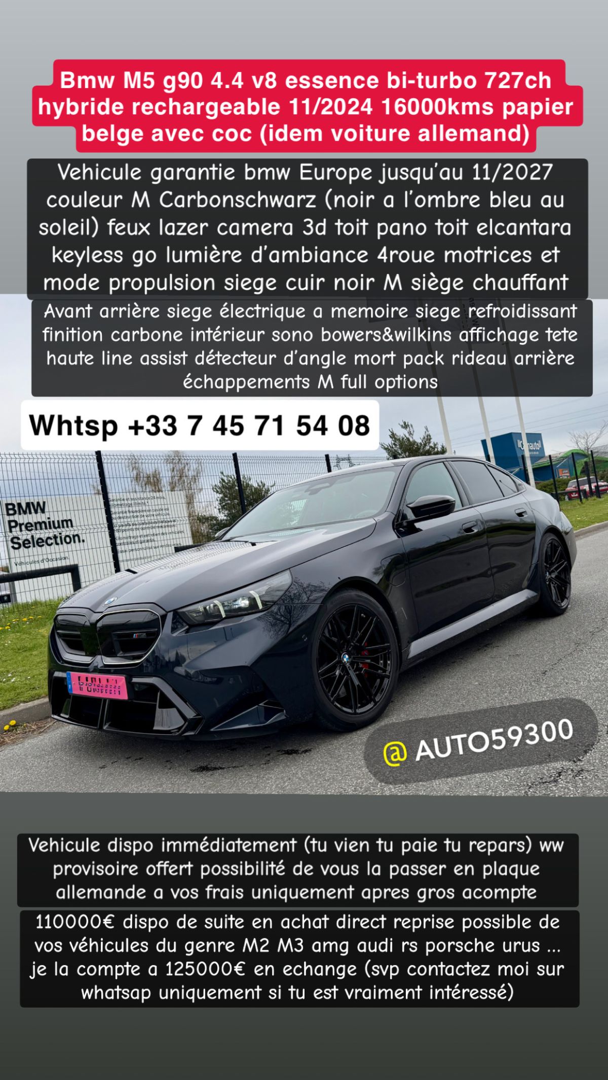 bmw m5 g90 16000kms full option