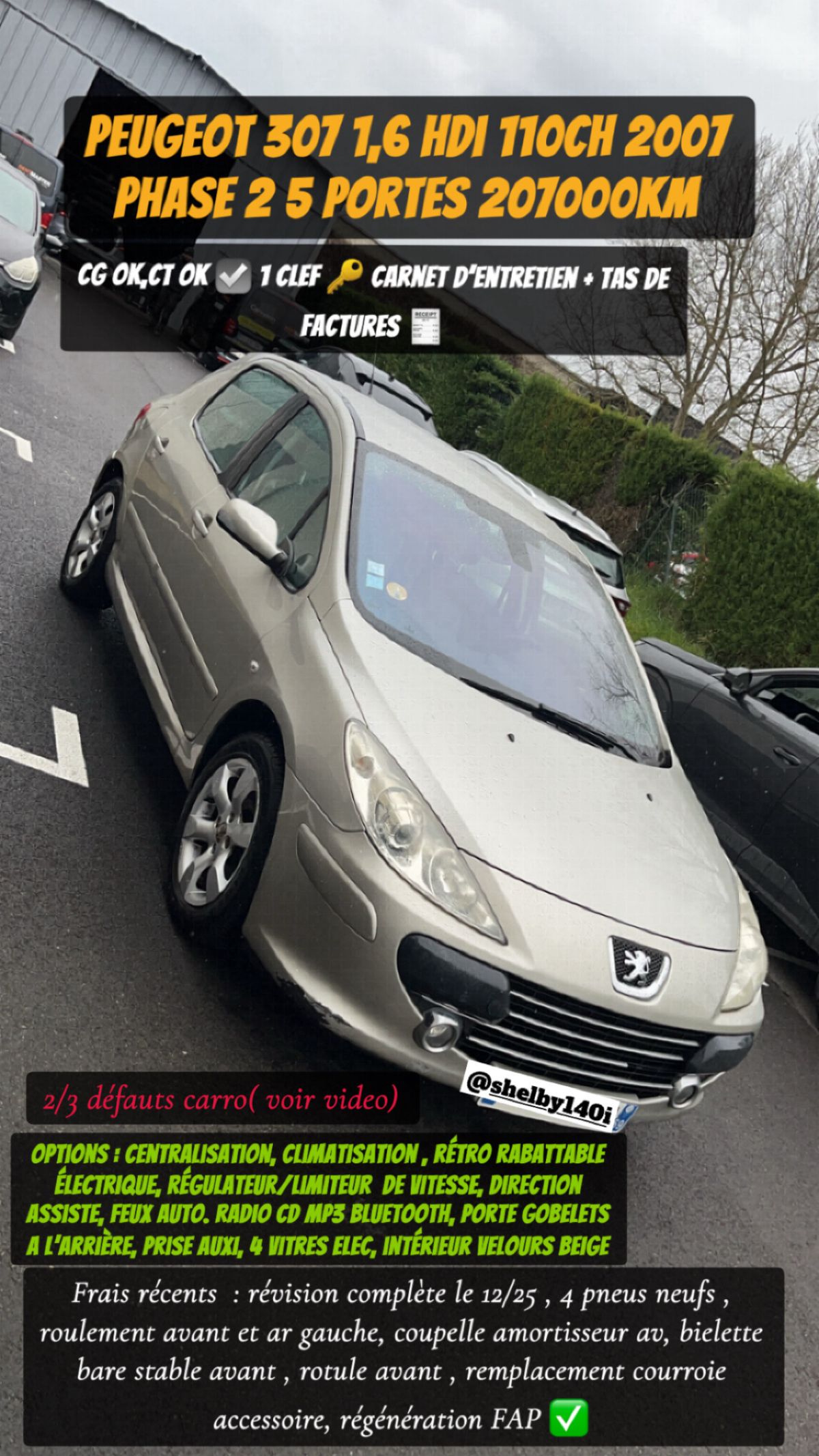 Peugeot 307 1,6 hdi 110ch 2007 phase 2 5 p