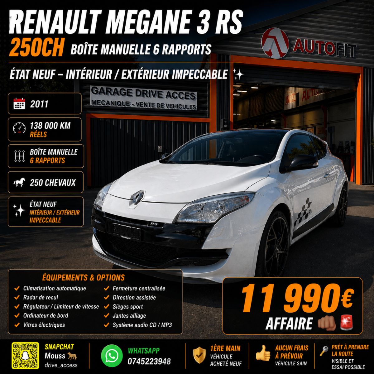 🔥 RENAULT MÉGANE 3 RS – 250CH – AFFAIRE 🔥
