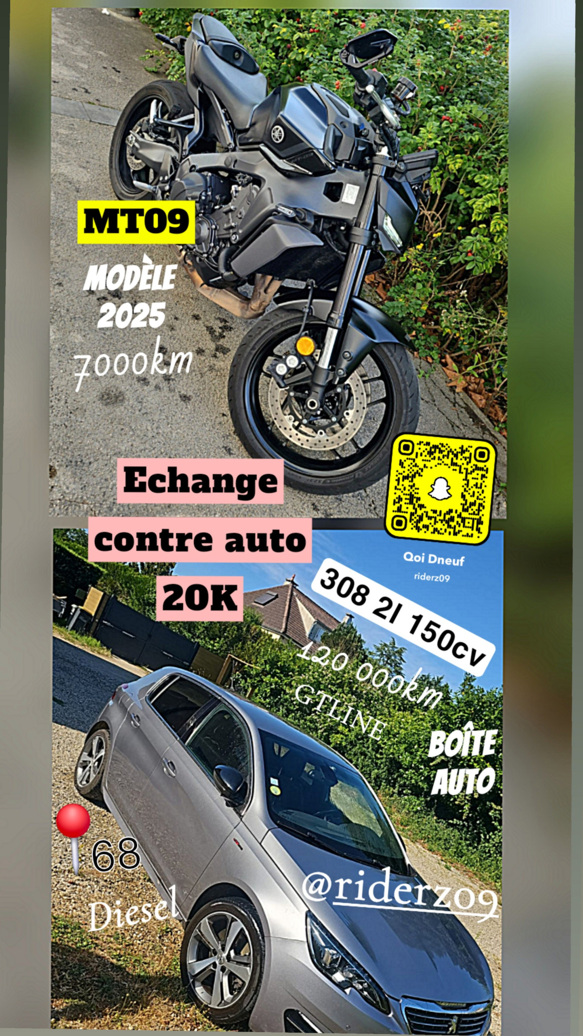 308 150cv EAT6 GT Line + MT09 Modèle 2025