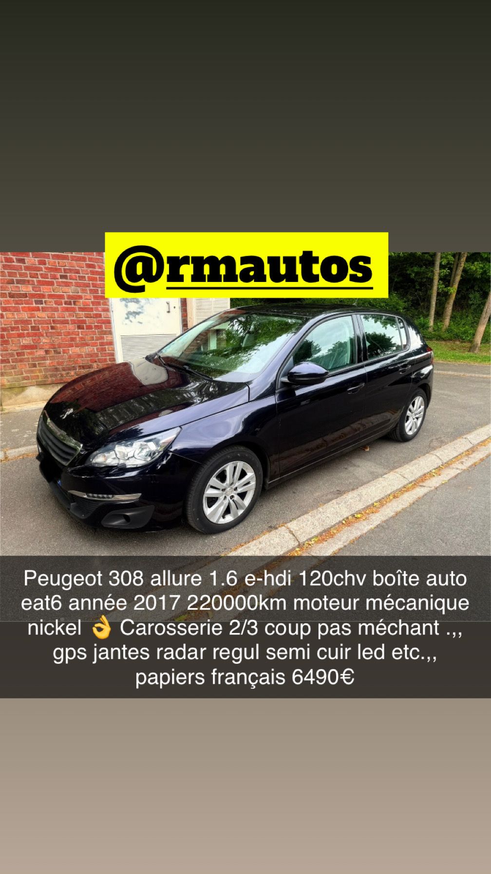 Peugeot 308 allure 1.6 hdi 120chv boîte auto