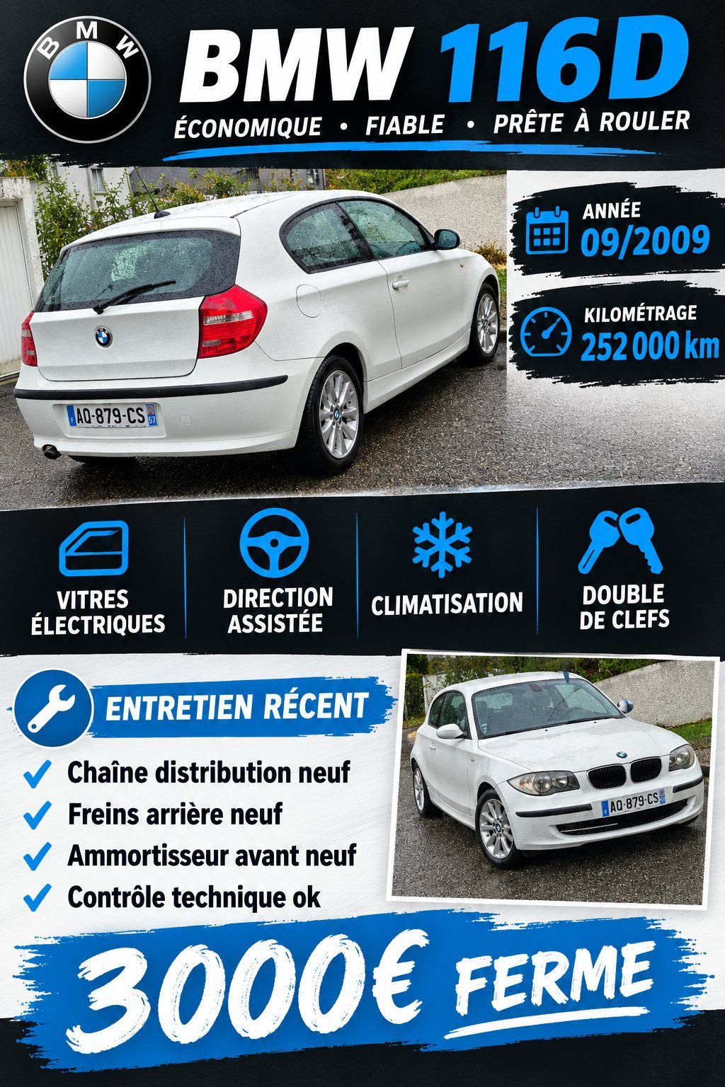 BMW Série 1 116d 3 portes (2009)
