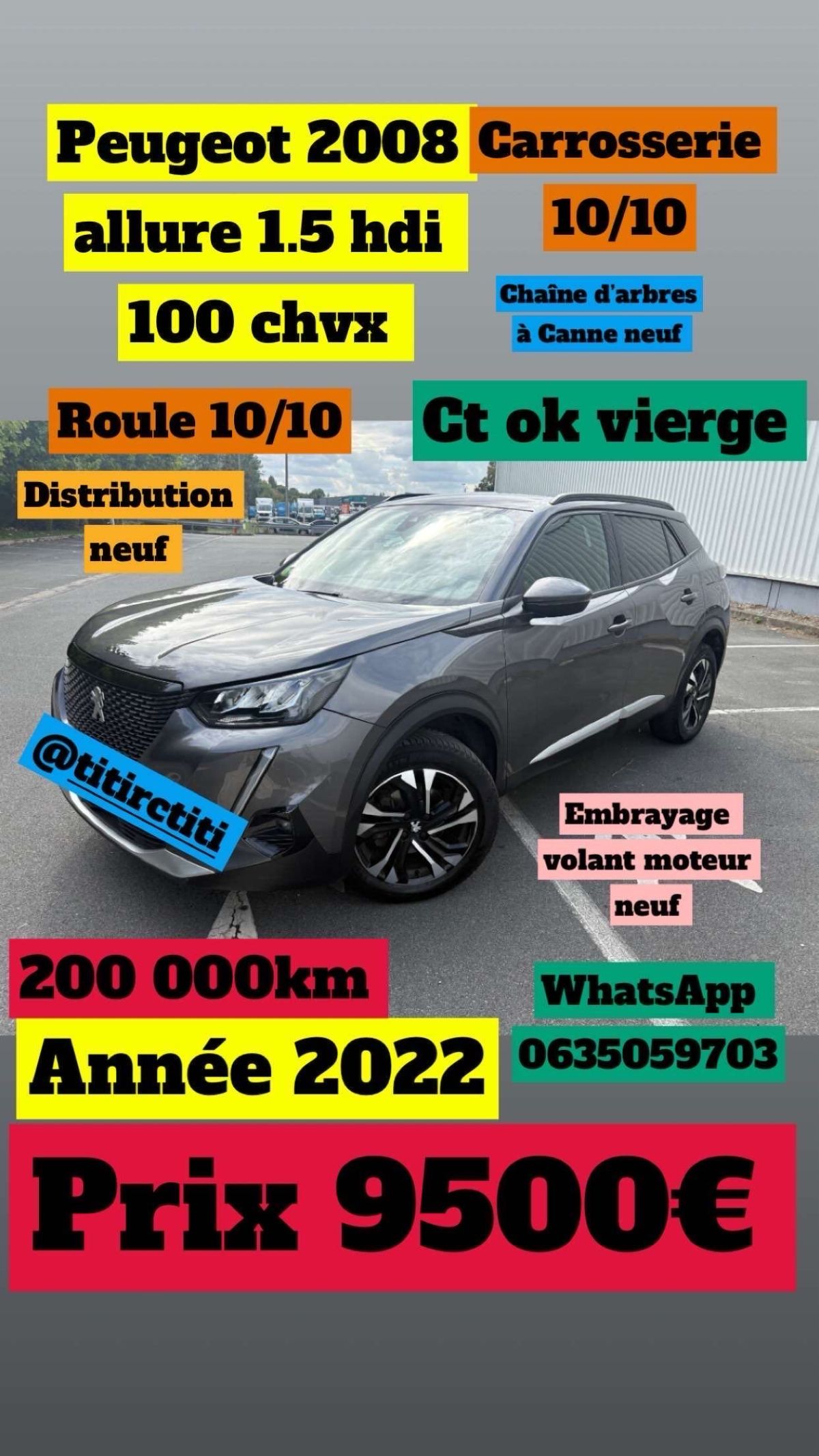 Peugeot 2008 1.5 hdi 100 chvx ct ok vierge