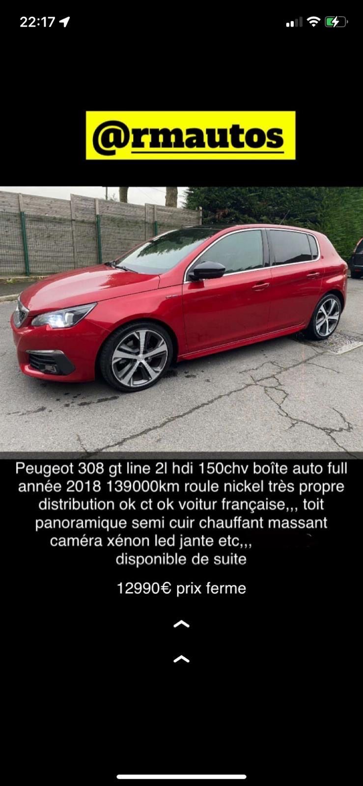 Peugeot 308 gt Line 2018 2l150 boote auto full