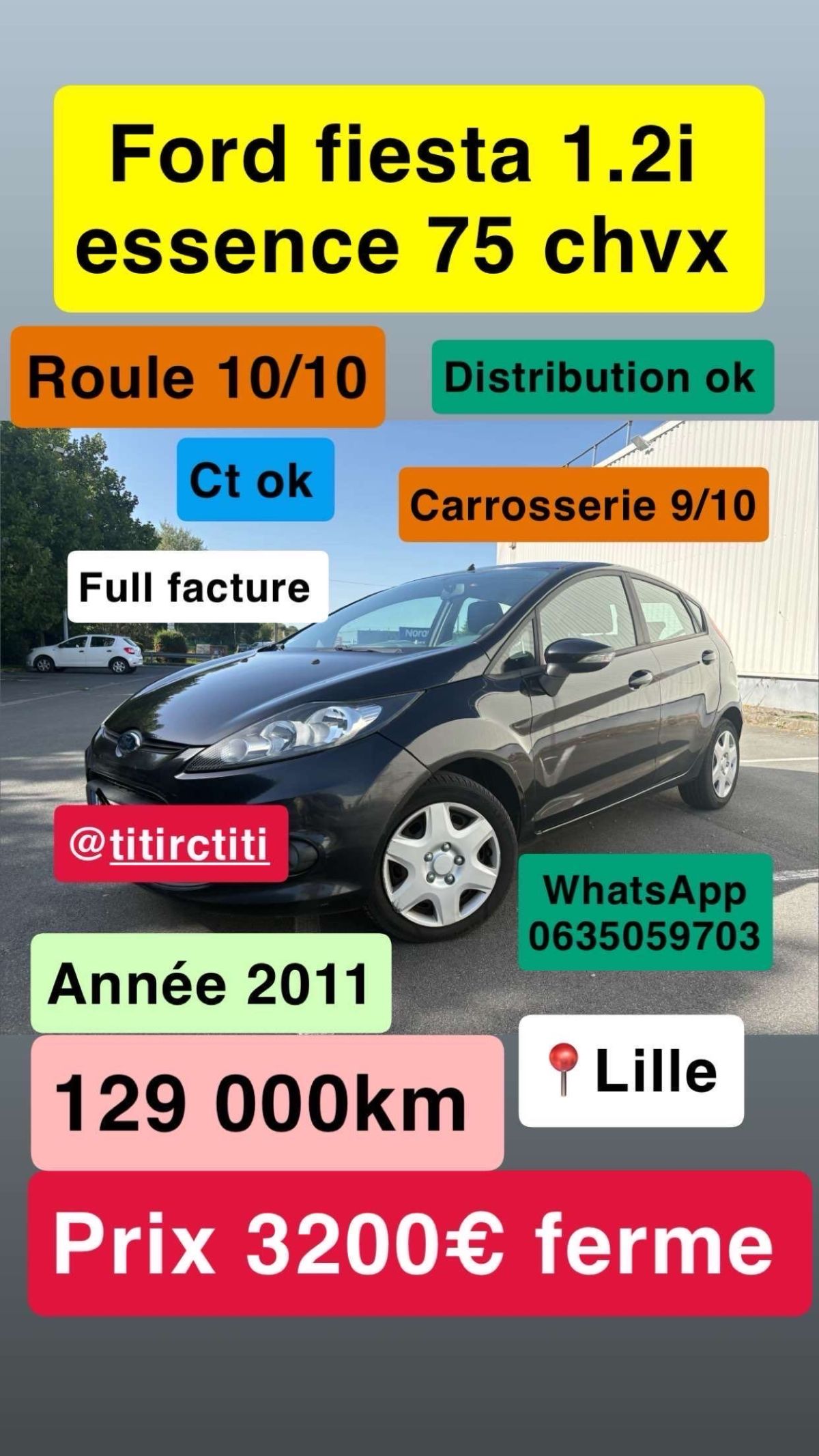 Ford fiesta 1.2i essence 75 chvx ct ok