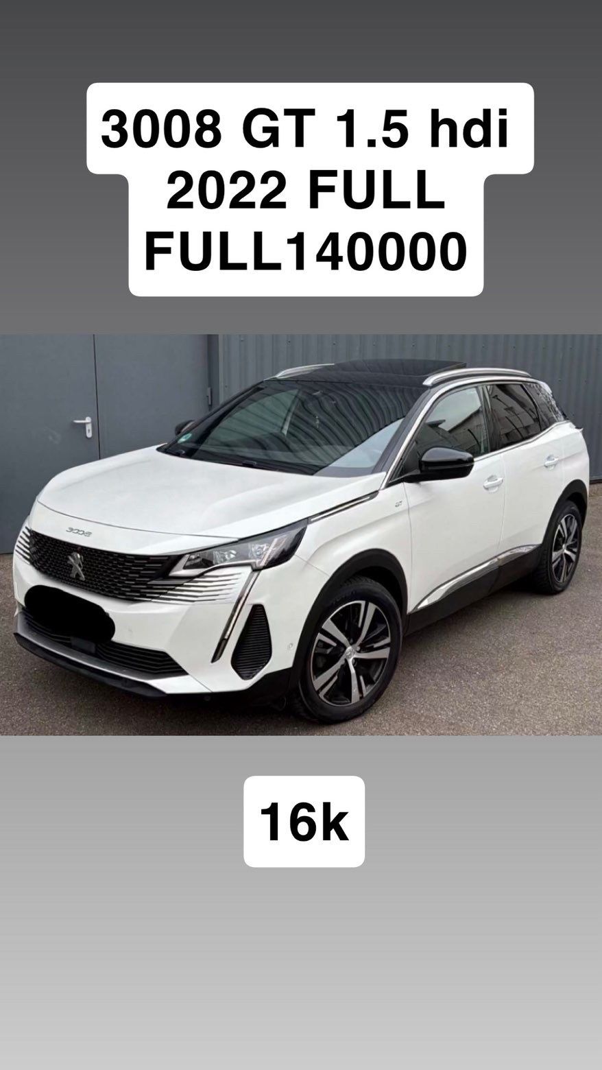 3008 GT 1.5 hdi 130 FULL
