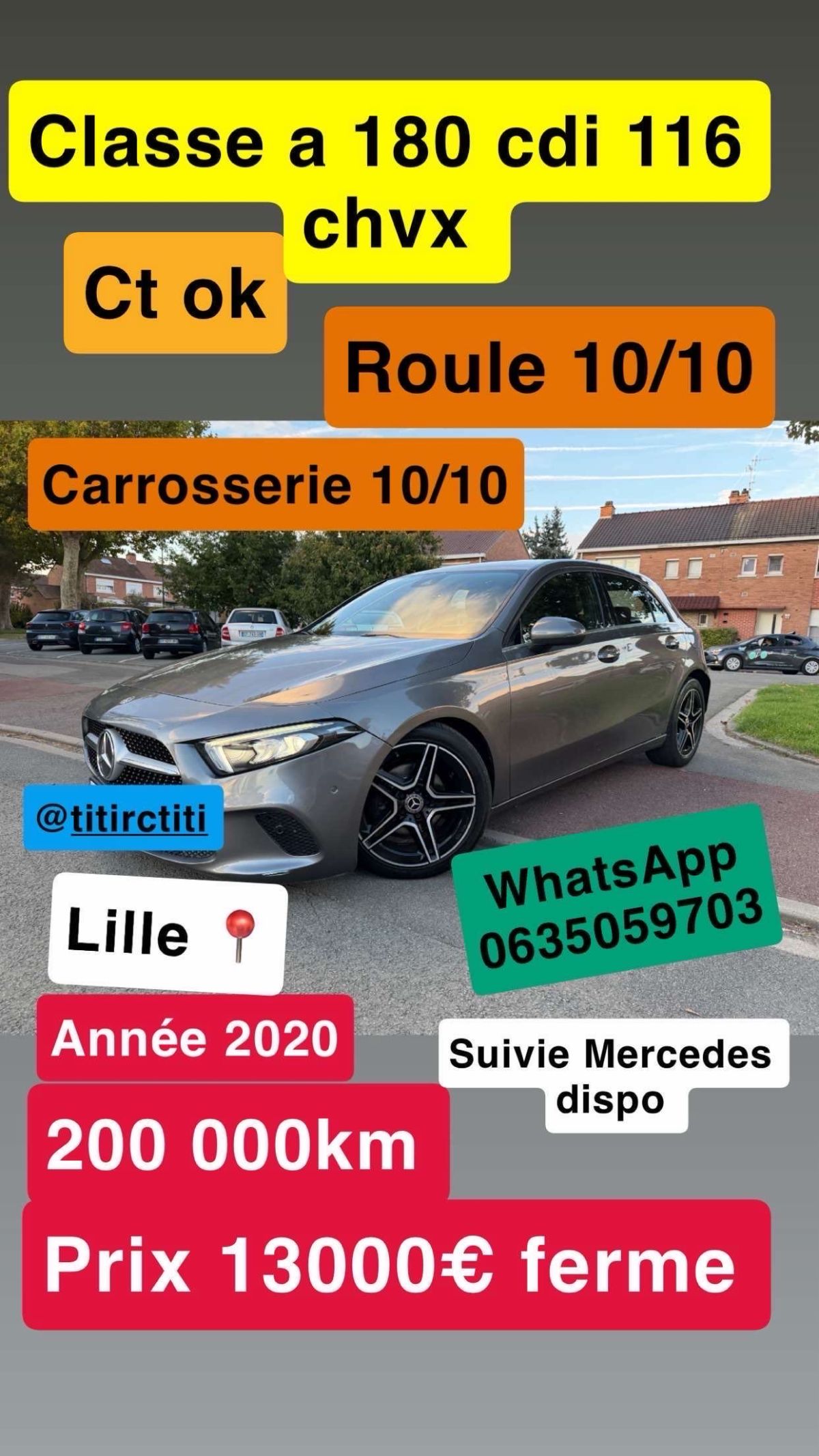 classe a 180D 116 chvx ct ok vierge
