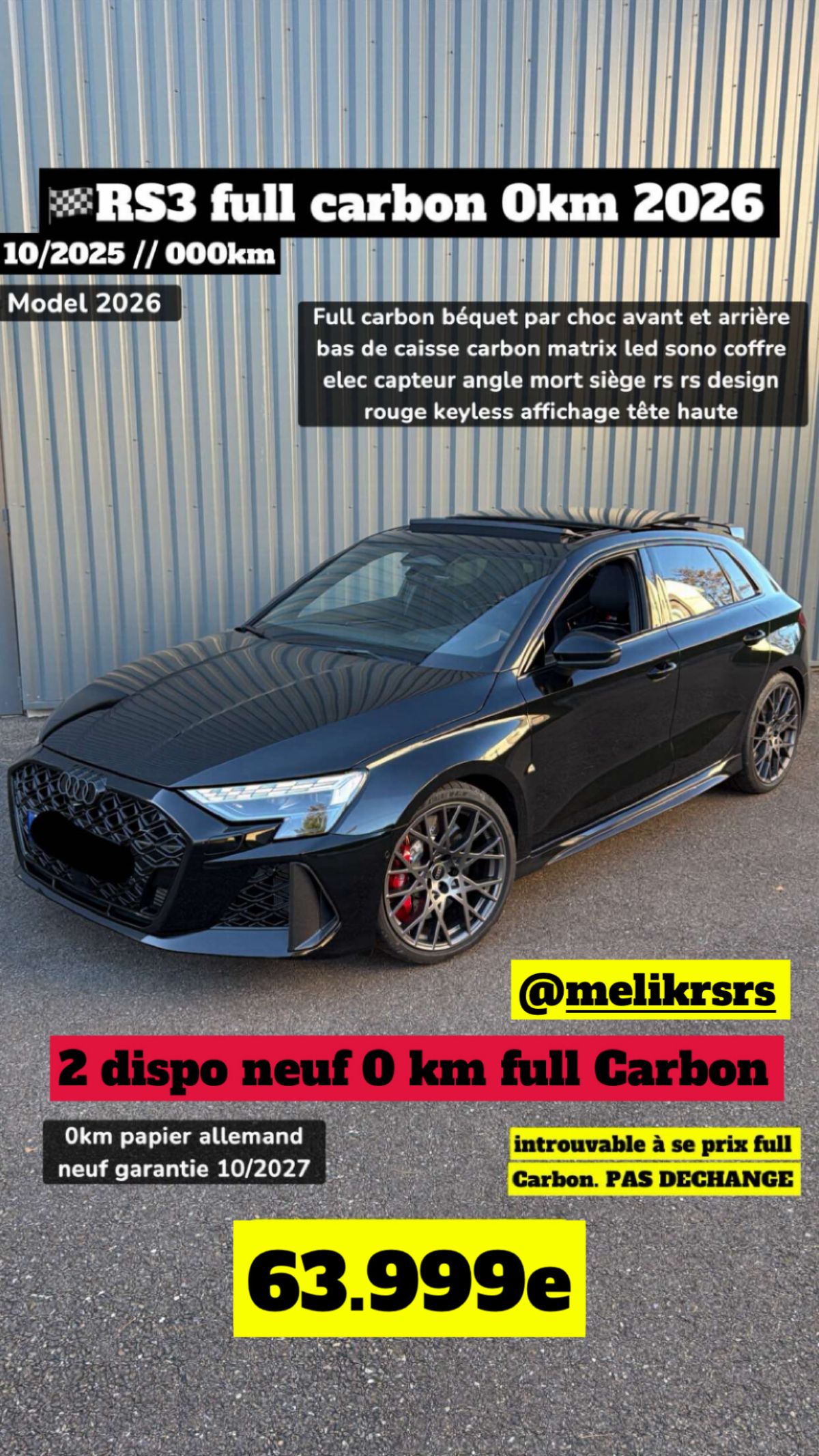 RS3 2025 full Carbon neuf 0km