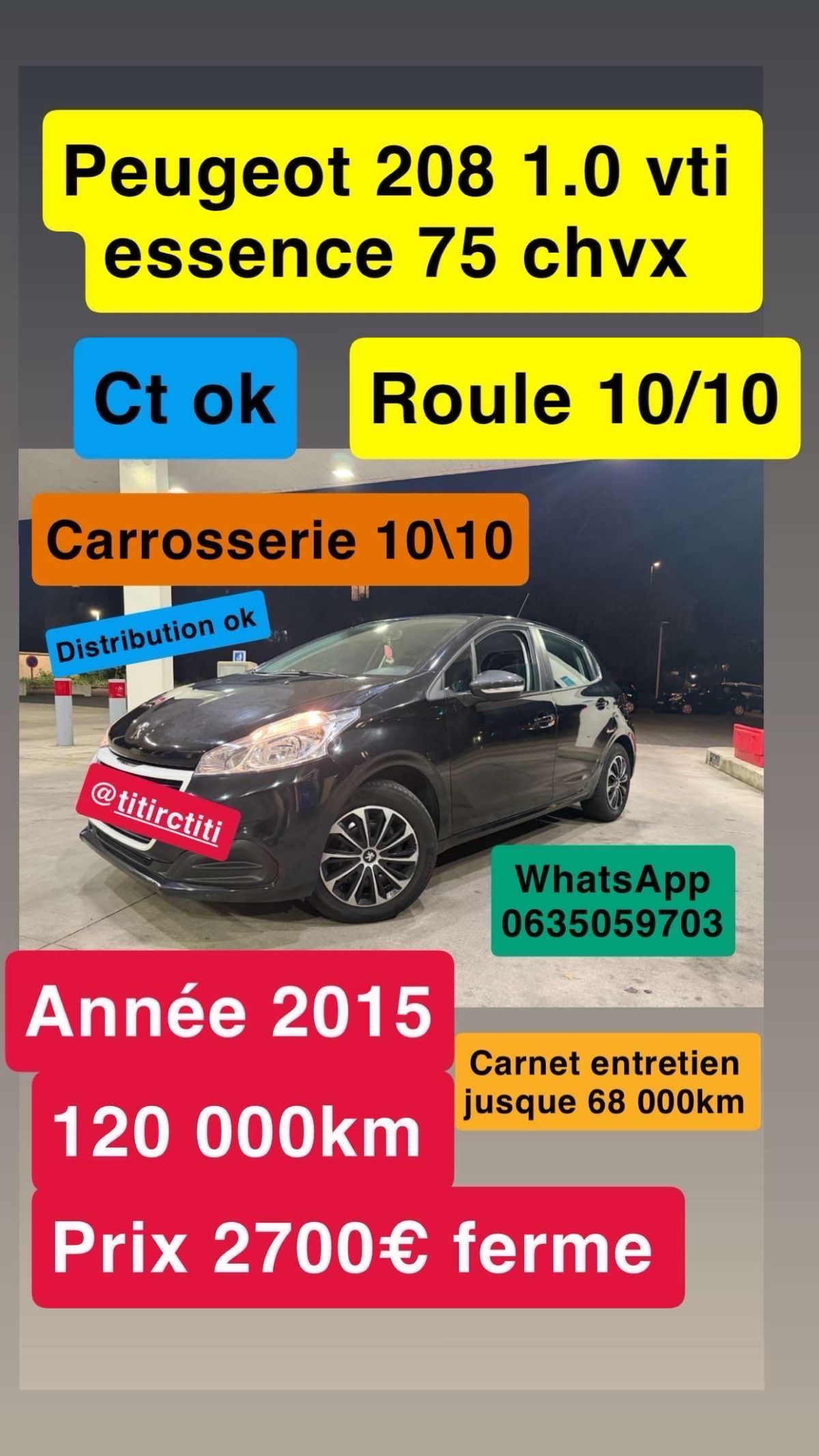 Peugeot 208 1.0 vti 75 chvx ct ok