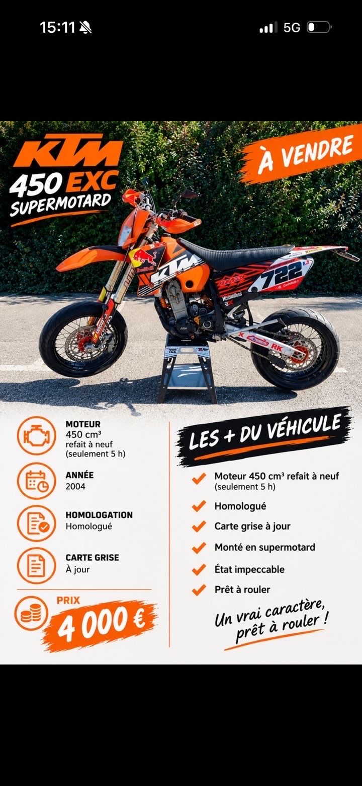 450 remonter en super motard