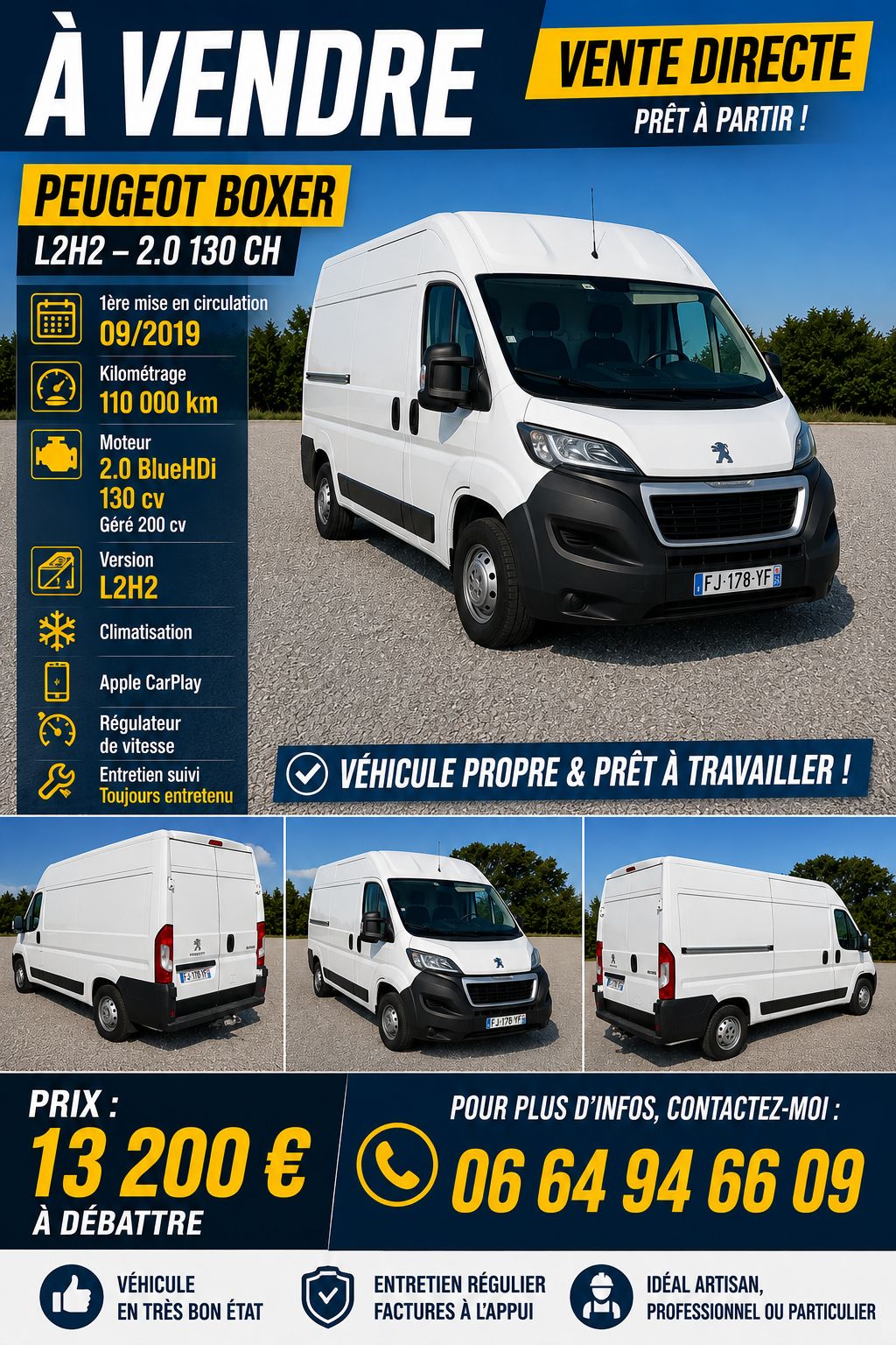 Peugeot boxer 2l 130cv l2h2