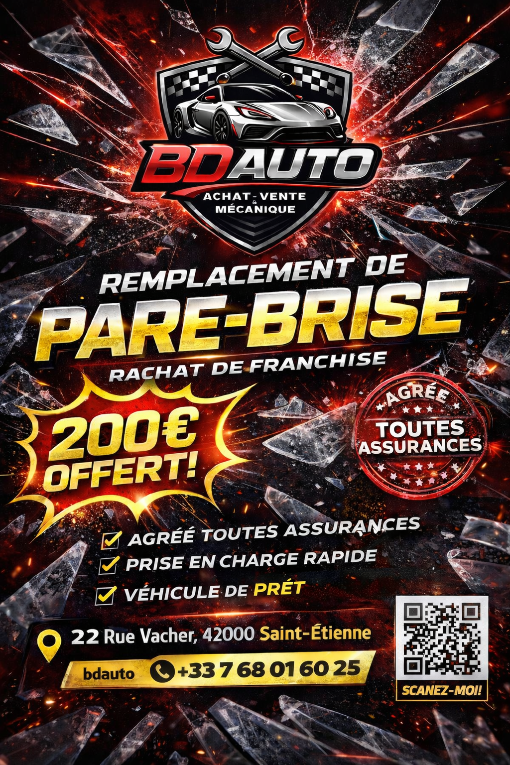 remplacement de bare brisé