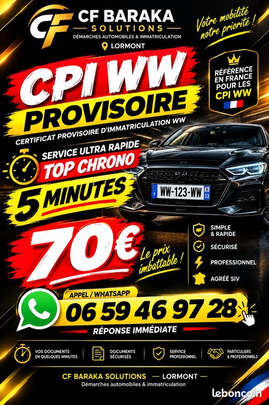 CPI WW provisoire Évry Courcouronnes 70€ - carte grise